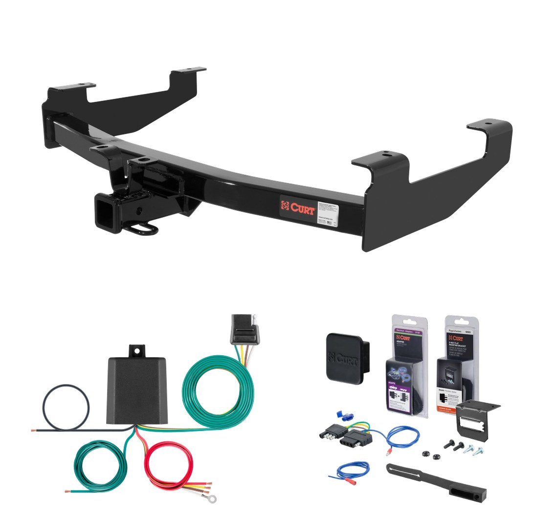 2001 - 2010 GMC Sierra 2500 HD 6' bed, excluding factory receiver, Tommy Gate lift or cab & chassis Curt 2" Class 3 Trailer Tow Hitch + 5-Flat Wiring Kit Tow Boat/Utility Trailer with Surge Brakes 13210 thumbnail 0