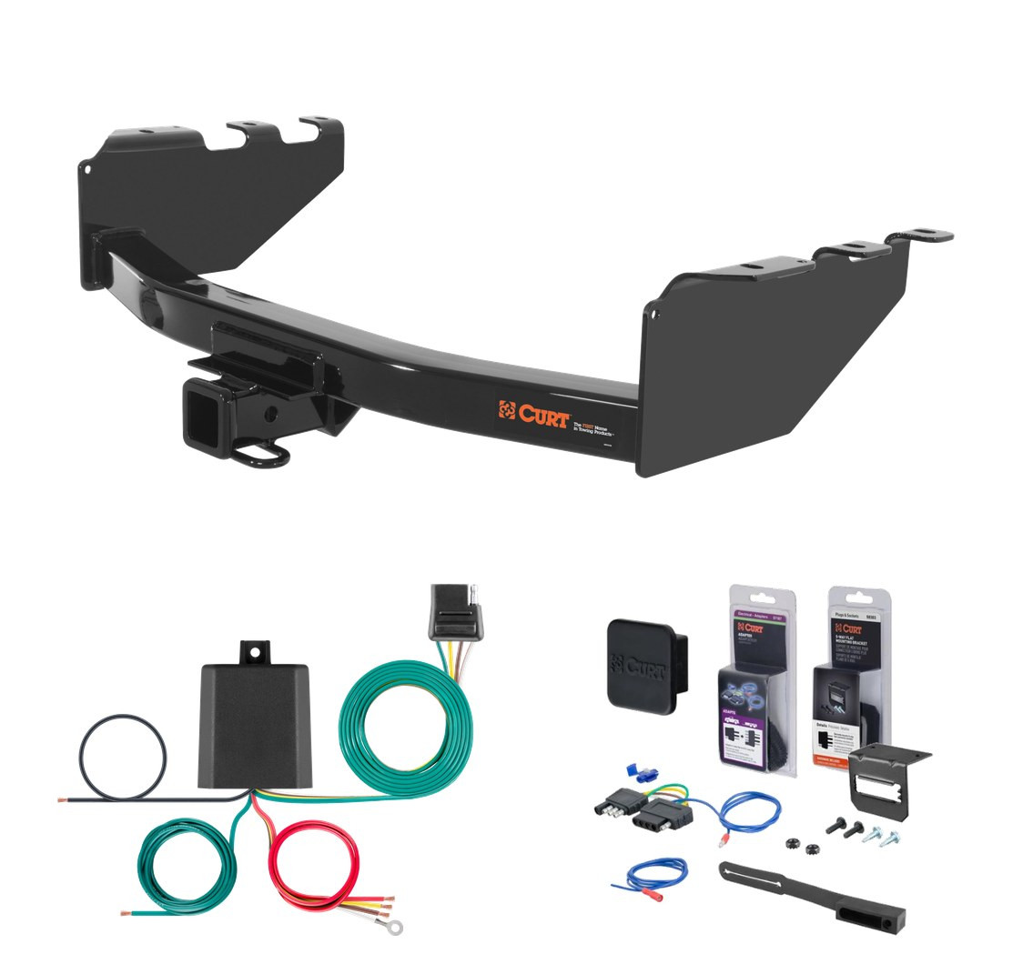 2007 - 2018 GMC Sierra 1500 Excluding roll pan bumper, Tommy Gate lift or 10" drop bumper Curt 2" Class 3 Trailer Tow Hitch + 5-Flat Wiring Kit Tow Boat/Utility Trailer with Surge Brakes 13301 thumbnail 0