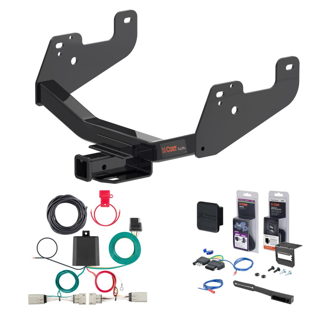 2015 - 2026 Ford F-150 w/ Backup Sensors & With factory receiver Curt 2" Class 4 Trailer Tow Hitch + 4-way Wiring Kit Tow Boat/Utility Trailer with Surge Brakes 14021 thumbnail 0