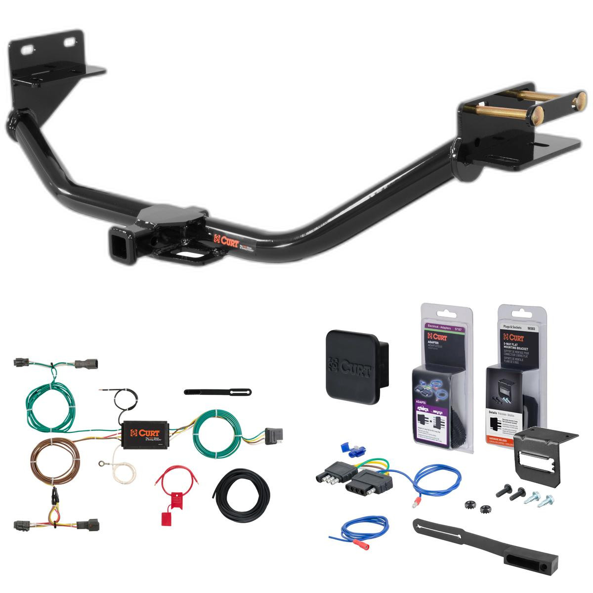 14 - 15 Kia Sorento SX Limited 2.0L and
 EX 2.0L models only Curt 1-1/4" Class 2 Trailer Tow Hitch + 5-Flat Wiring Kit Tow Boat/Utility Trailer with Surge Brakes 12113 thumbnail 0