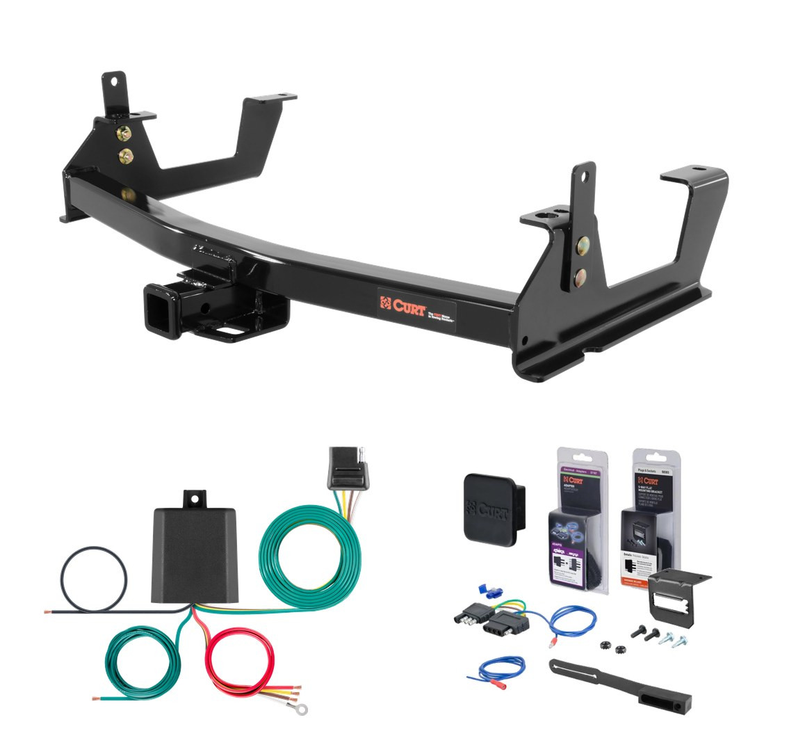 2015 - 2019 GMC Sierra 3500 HD 8' bed, excluding factory receiver, Tommy Gate lift or cab & chassis Curt 2" Class 4 Trailer Tow Hitch + 5-Flat Wiring Kit Tow Boat/Utility Trailer with Surge Brakes 14010 thumbnail 0