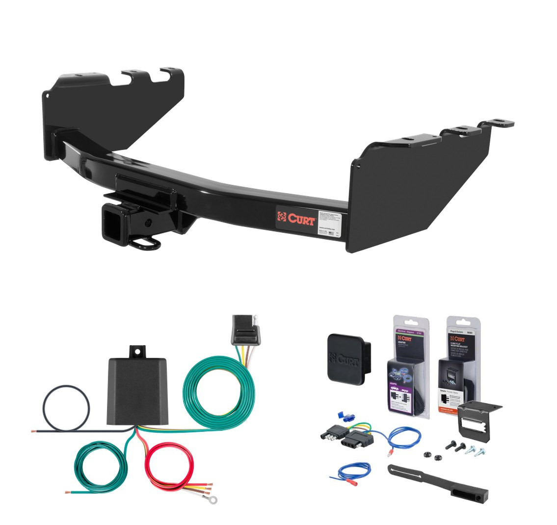 2007 - 2018 GMC Sierra 1500 Excluding roll pan bumper, Tommy Gate lift or 10" drop bumper Curt 2" Class 4 Trailer Tow Hitch + 5-Flat Wiring Kit Tow Boat/Utility Trailer with Surge Brakes 14301 thumbnail 0