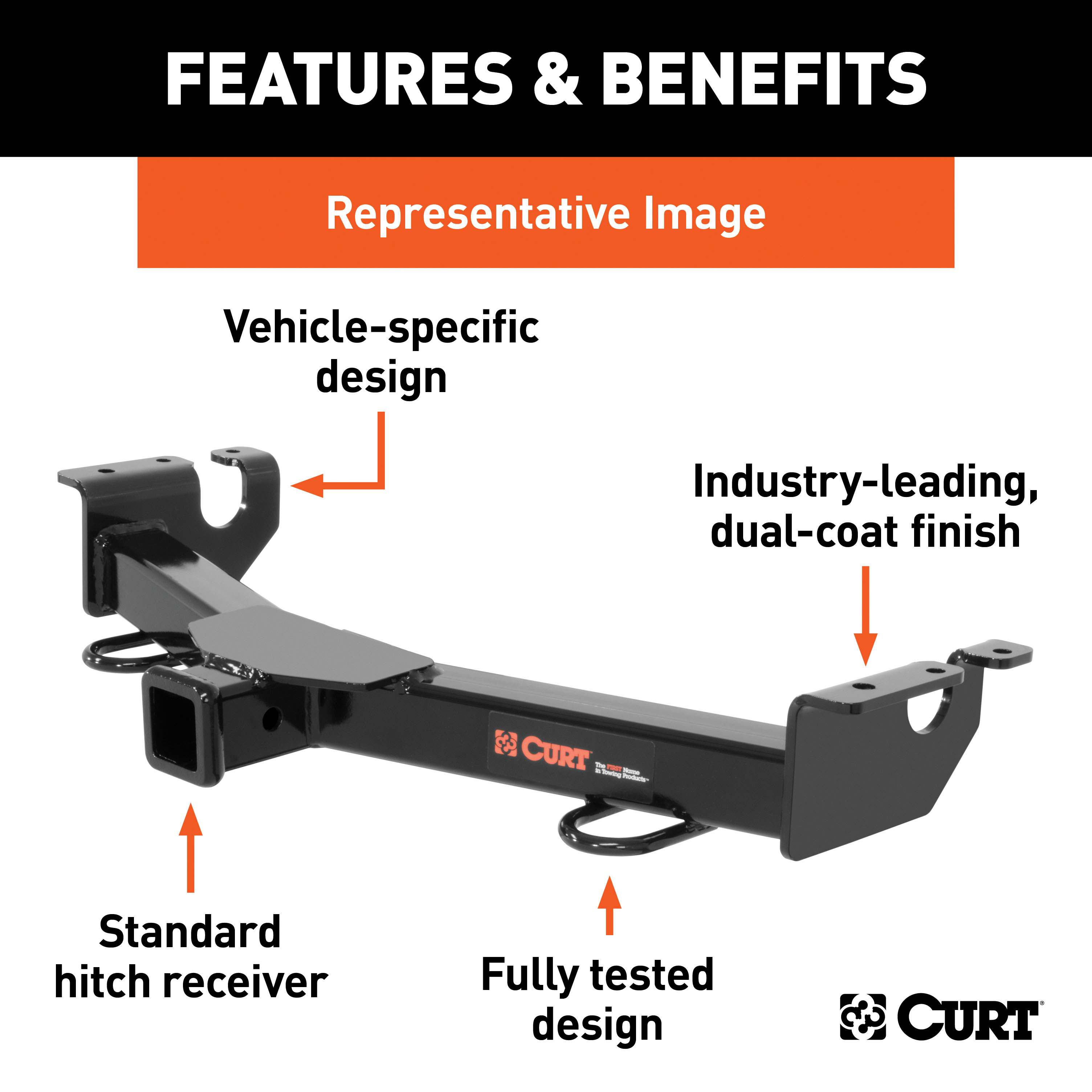 CURT 2" Front Receiver Hitch, Select Jeep Commander Trailer Hitch thumbnail 2