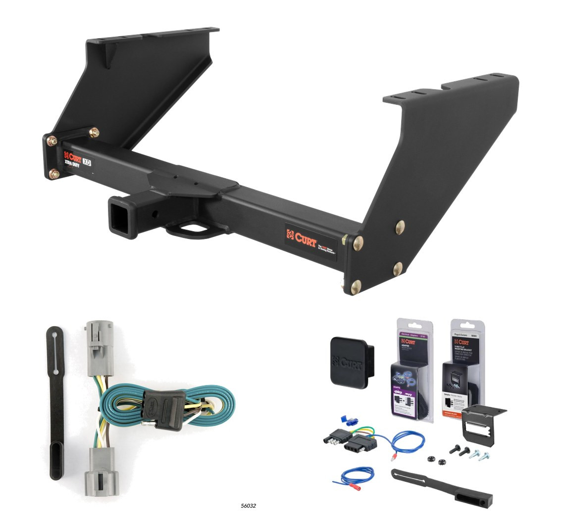 2005 - 2007 Ford F-350 Super Duty With 16" spare tire and 10" drop bumper Curt 2" Class 5 Trailer Tow Hitch + 5-Flat Wiring Kit Tow Boat/Utility Trailer with Surge Brakes 15316 thumbnail 0