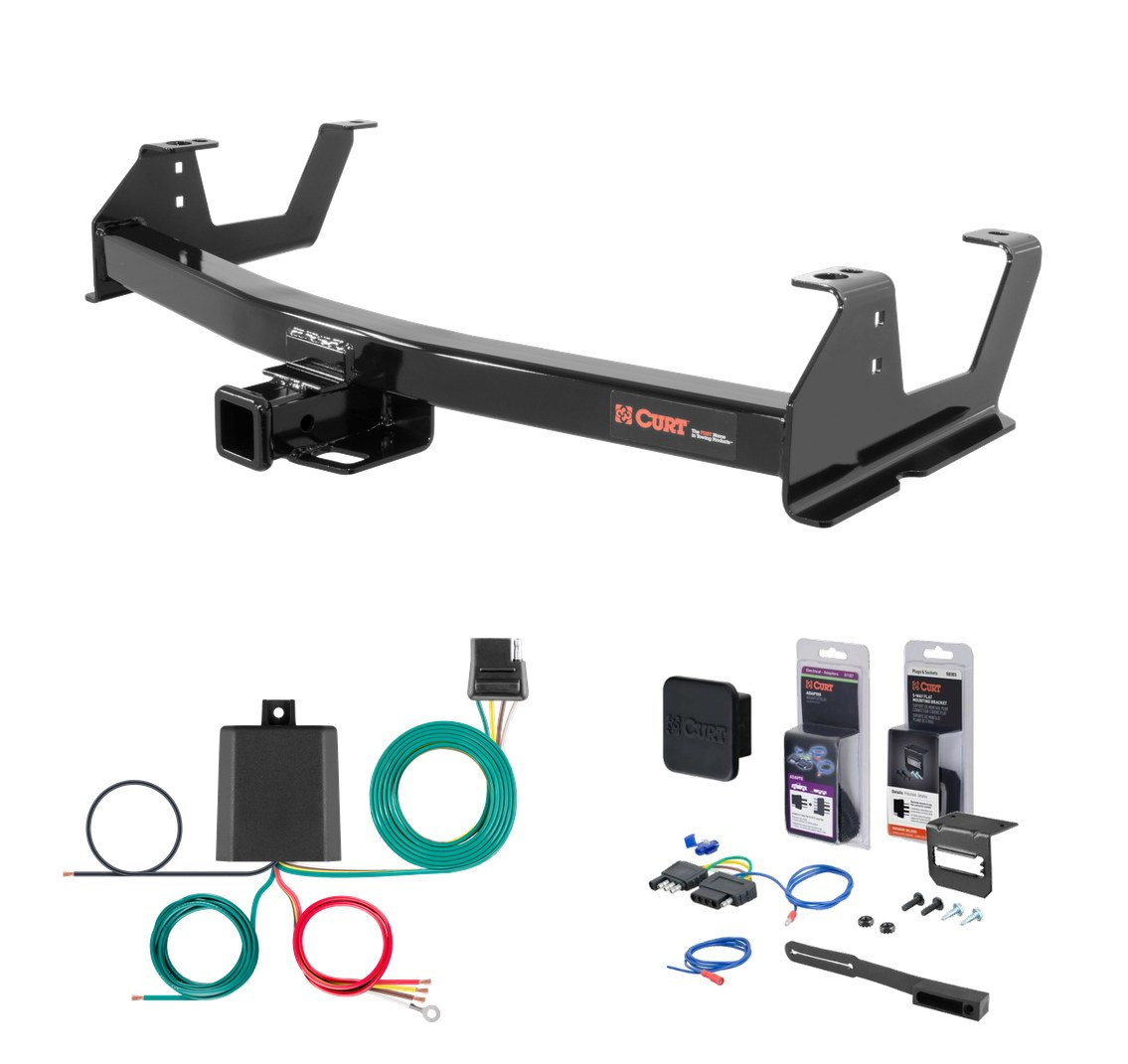 2015 - 2019 Chevrolet Silverado 3500 HD 6' bed, excluding factory receiver, Tommy Gate lift or cab & chassis Curt 2" Class 3 Trailer Tow Hitch + 5-Flat Wiring Kit Tow Boat/Utility Trailer with Surge Brakes 13178 thumbnail 0