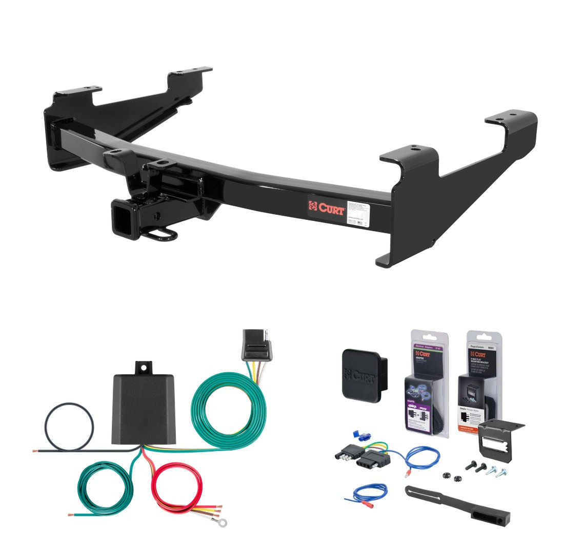 2007 - 2010 Chevrolet Silverado 3500 HD 8' bed, excluding factory receiver, Tommy Gate lift or cab & chassis Curt 2" Class 4 Trailer Tow Hitch + 5-Flat Wiring Kit Tow Boat/Utility Trailer with Surge Brakes 14211 thumbnail 0
