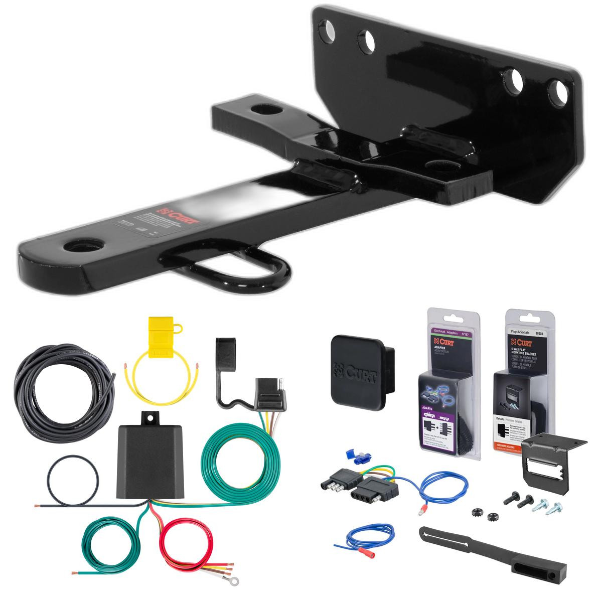 86 - 89 Toyota Supra Curt FLAT, Class 1 Trailer Tow Hitch + 5-Flat Wiring Kit Tow Boat/Utility Trailer with Surge Brakes 11646 thumbnail 0