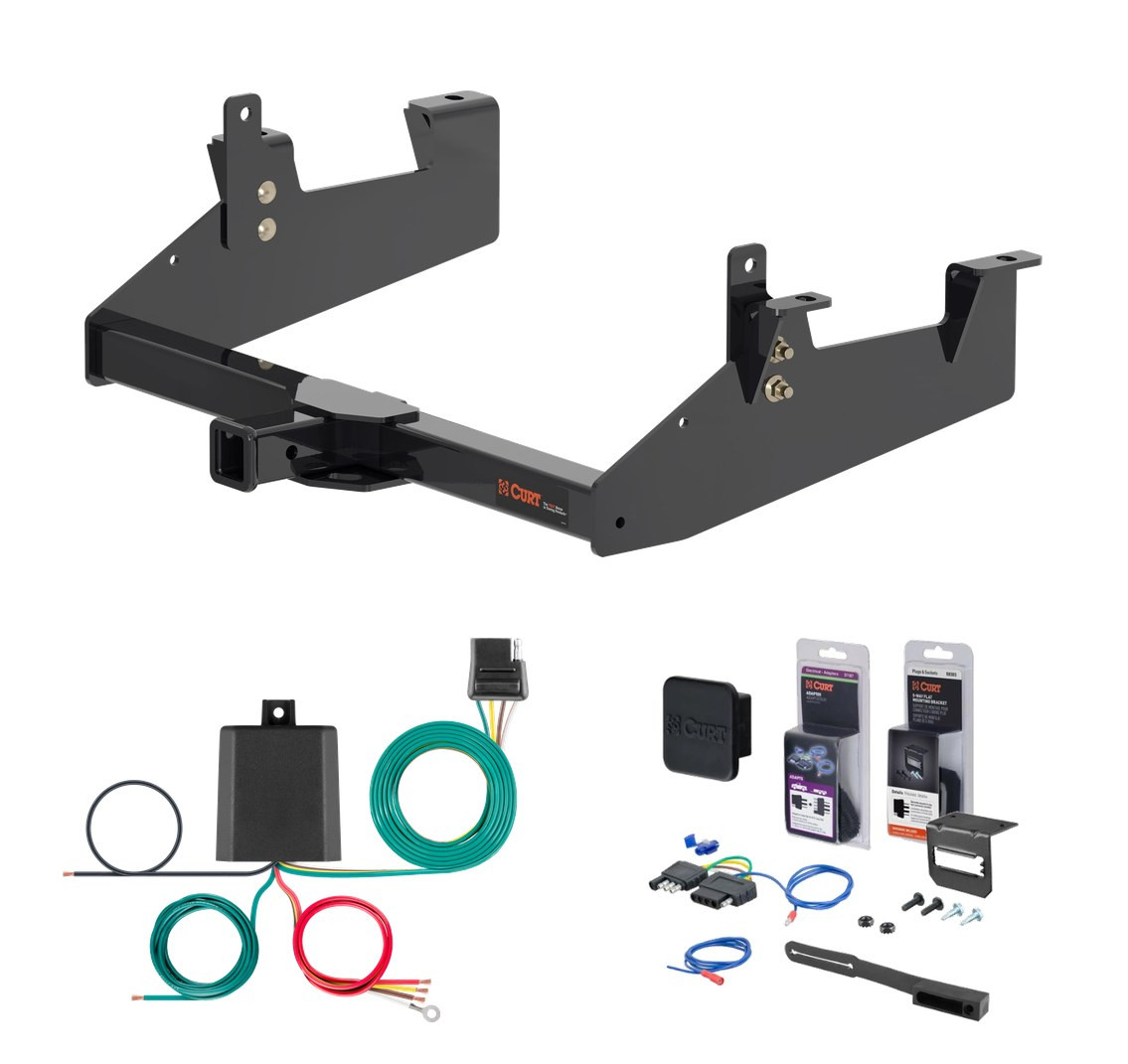 2020 - 2026 GMC Sierra 3500 HD 6' bed, excluding factory receiver, Tommy Gate lift or cab & chassis Curt 2" Class 4 Trailer Tow Hitch + 5-Flat Wiring Kit Tow Boat/Utility Trailer with Surge Brakes 14005 thumbnail 0