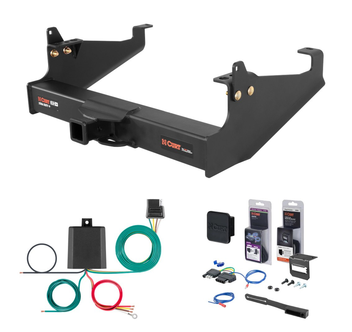 2008 - 2020 Ford F-350 Super Duty Cab & chassis with 34" frame width (O.D.) Curt 2" Class 5 Trailer Tow Hitch + 5-Flat Wiring Kit Tow Boat/Utility Trailer with Surge Brakes 15445 thumbnail 0