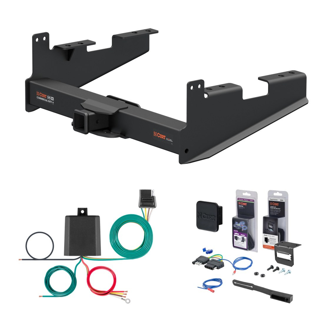 2017 - 2019 Ford F-450 Super Duty Excluding cab & chassis Curt 2-1/2" Class 5 Trailer Tow Hitch + 5-Flat Wiring Kit Tow Boat/Utility Trailer with Surge Brakes 15802 thumbnail 0