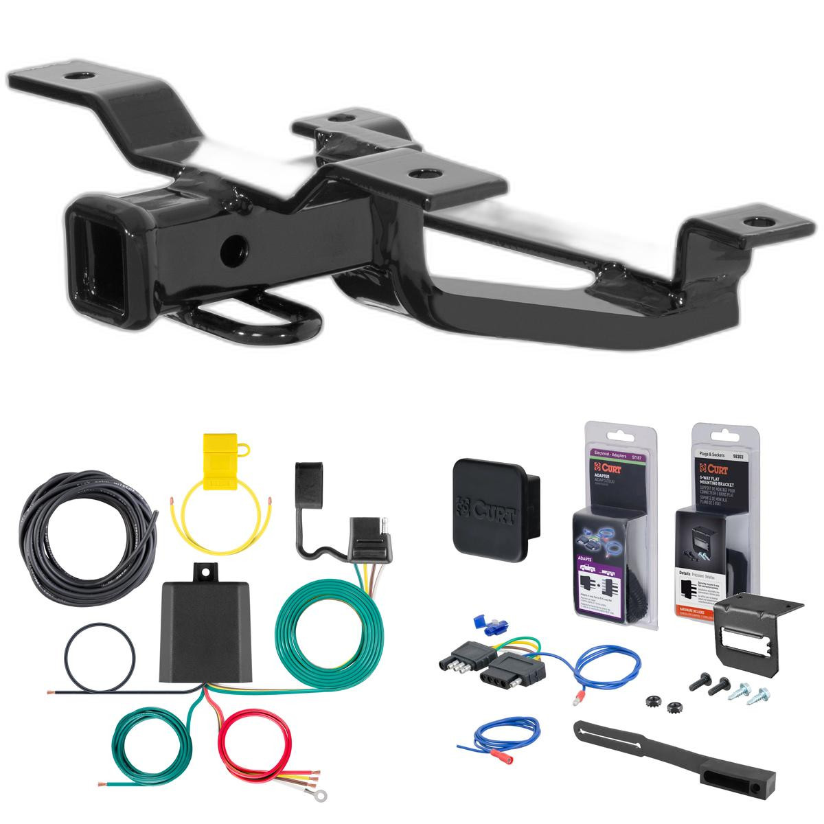 88 - 92 Mazda MX-6 Curt 1-1/4" Class 1 Trailer Tow Hitch + 5-Flat Wiring Kit Tow Boat/Utility Trailer with Surge Brakes 11239 thumbnail 0