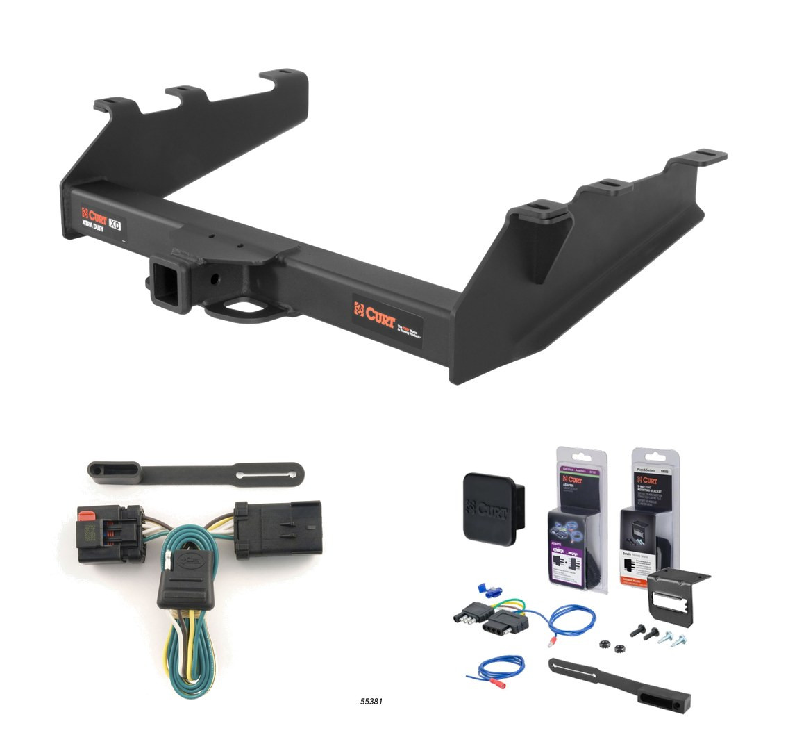 1994 - 2002 Dodge Ram 2500 8' bed, factory bumper Curt 2" Class 5 Trailer Tow Hitch + 5-Flat Wiring Kit Tow Boat/Utility Trailer with Surge Brakes 15319 thumbnail 0