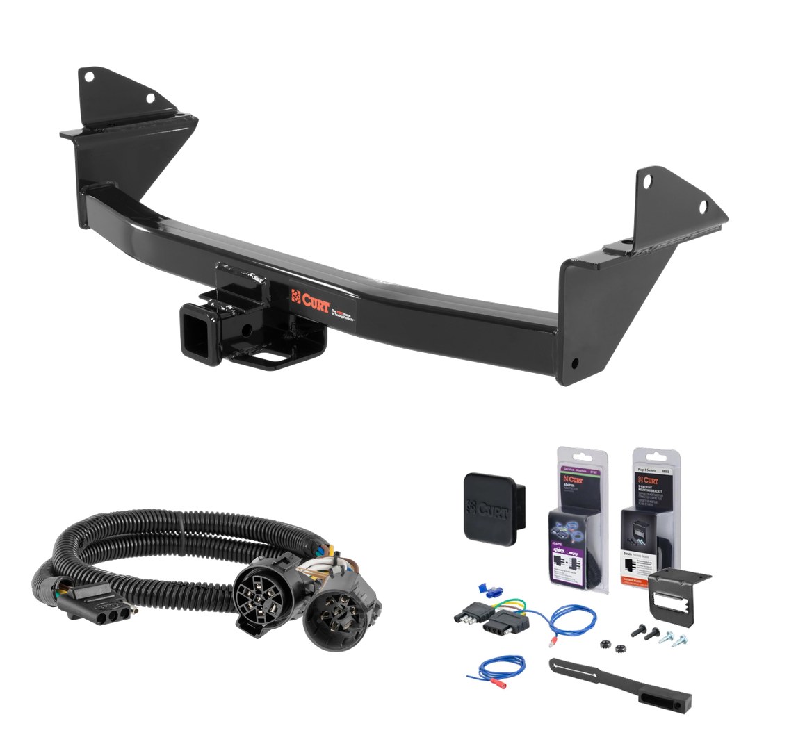 2015 - 2022 Chevrolet Colorado Curt 2" Class 3 Trailer Tow Hitch + 5-Flat Wiring Kit Tow Boat/Utility Trailer with Surge Brakes 13176 thumbnail 0