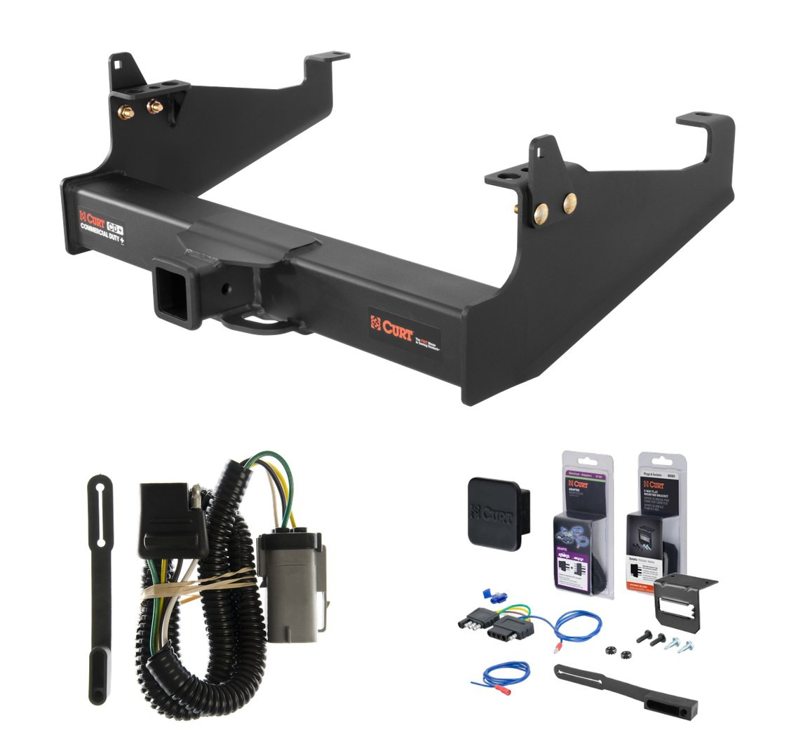 2002 - 2004 Ford F-350 Super Duty Cab & chassis with 34" frame width (O.D.) Curt 2-1/2" Class 5 Trailer Tow Hitch + 5-Flat Wiring Kit Tow Boat/Utility Trailer with Surge Brakes 15845 thumbnail 0