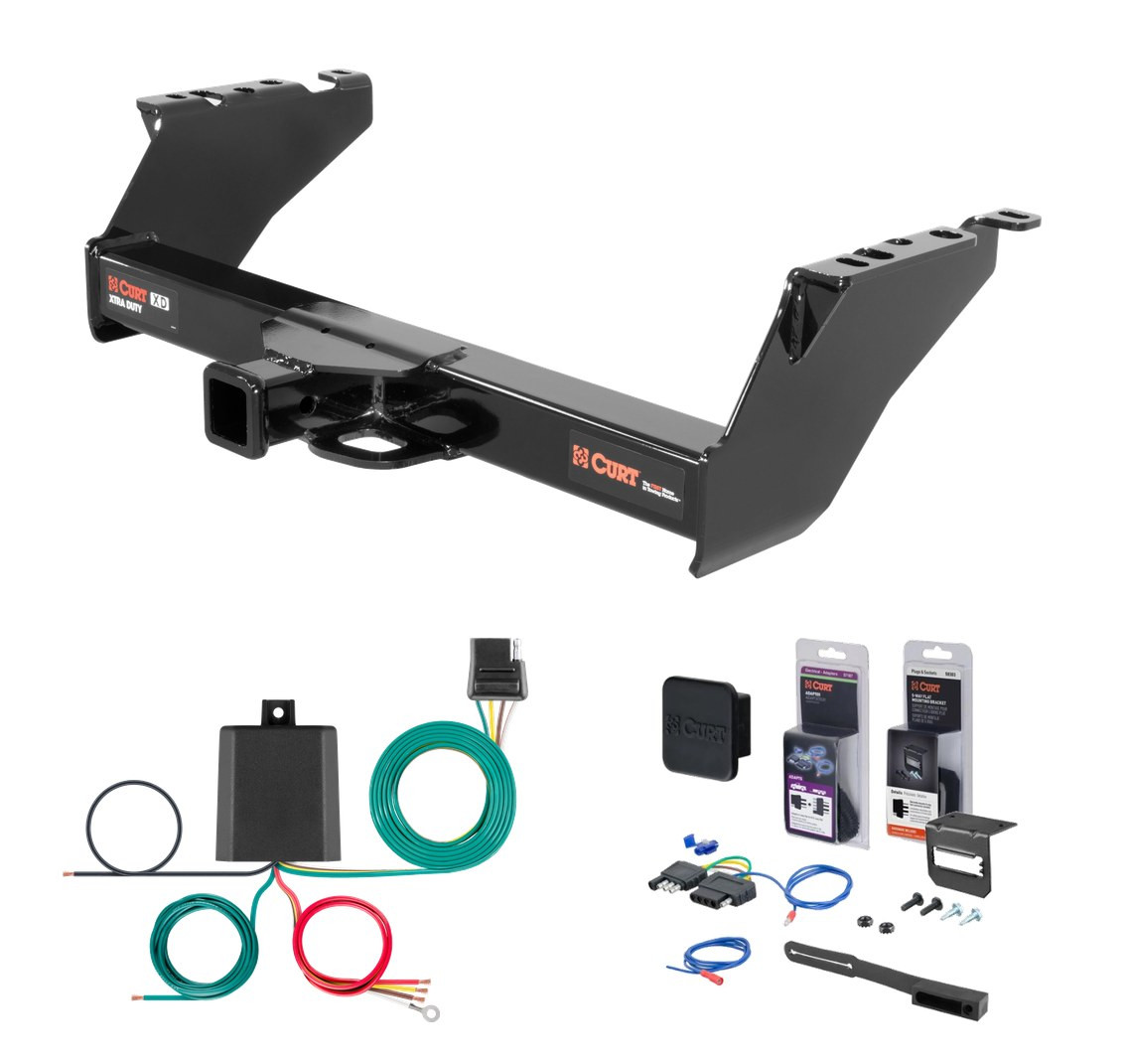 1968 - 2002 Dodge Ram 3500 Excluding roll pan bumper Curt 2" Class 5 Trailer Tow Hitch + 5-Flat Wiring Kit Tow Boat/Utility Trailer with Surge Brakes 15300 thumbnail 0