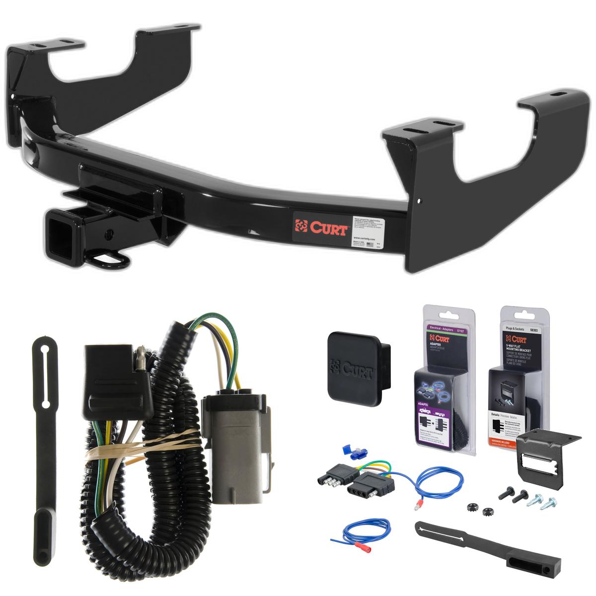 02 - 04 Ford F-350 Super Duty Excluding cab & chassis Curt 2" Class 4 Trailer Tow Hitch + 5-Flat Wiring Kit Tow Boat/Utility Trailer with Surge Brakes 14355 thumbnail 0