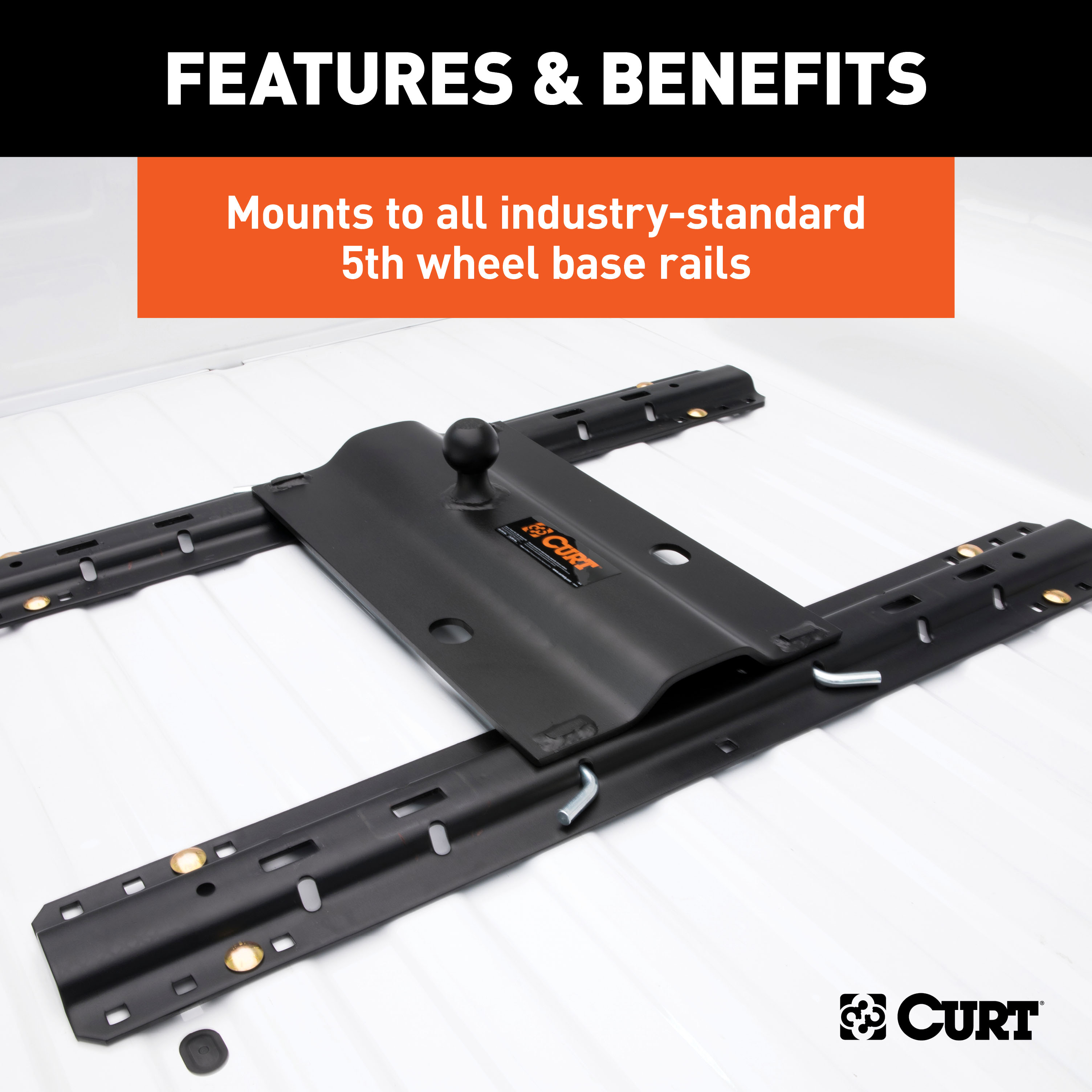 CURT Bent Plate 5th Wheel Rail Gooseneck Hitch with 2-5/16" Ball, 25K (3" Offset) Gooseneck Trailer Hitch thumbnail 6