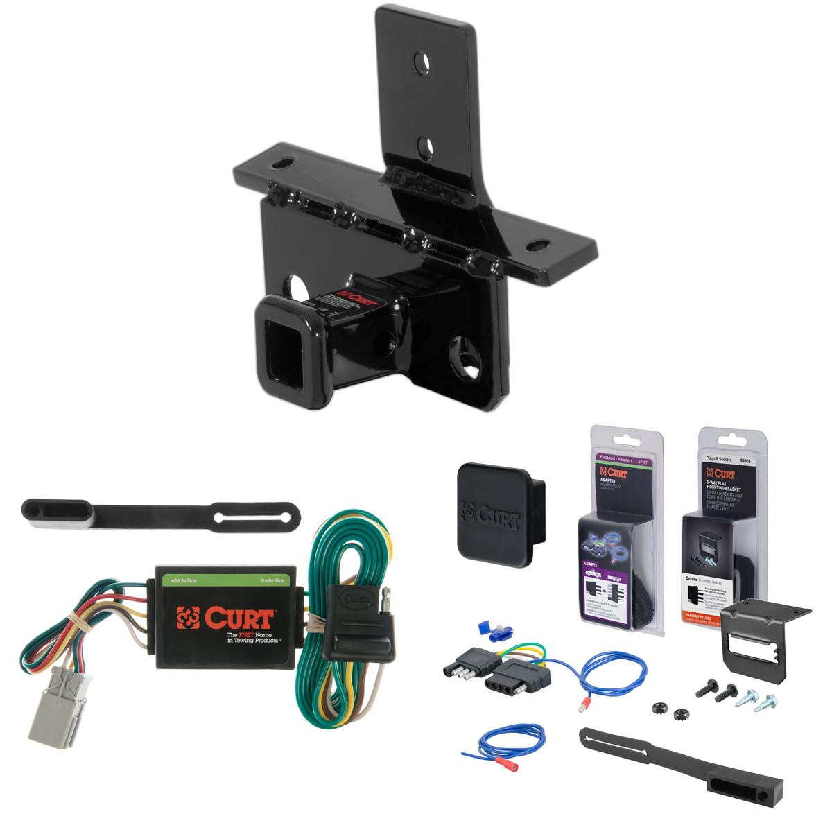 2003 Honda Pilot Curt 1-1/4" Class 1 Trailer Tow Hitch + 5-Flat Wiring Kit Tow Boat/Utility Trailer with Surge Brakes 11773-2 thumbnail 0