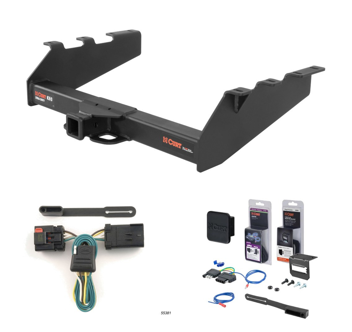 1999 - 2002 Dodge Ram 2500 6.5' bed, factory bumper Curt 2" Class 5 Trailer Tow Hitch + 5-Flat Wiring Kit Tow Boat/Utility Trailer with Surge Brakes 15318 thumbnail 0