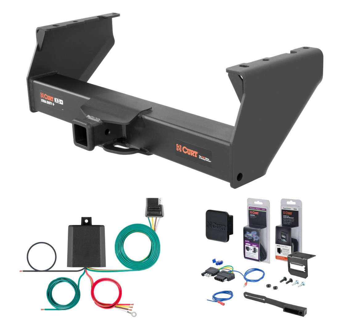 2011 - 2024 RAM 4500 Curt 2" Class 5 Trailer Tow Hitch + 5-Flat Wiring Kit Tow Boat/Utility Trailer with Surge Brakes 15400 thumbnail 0