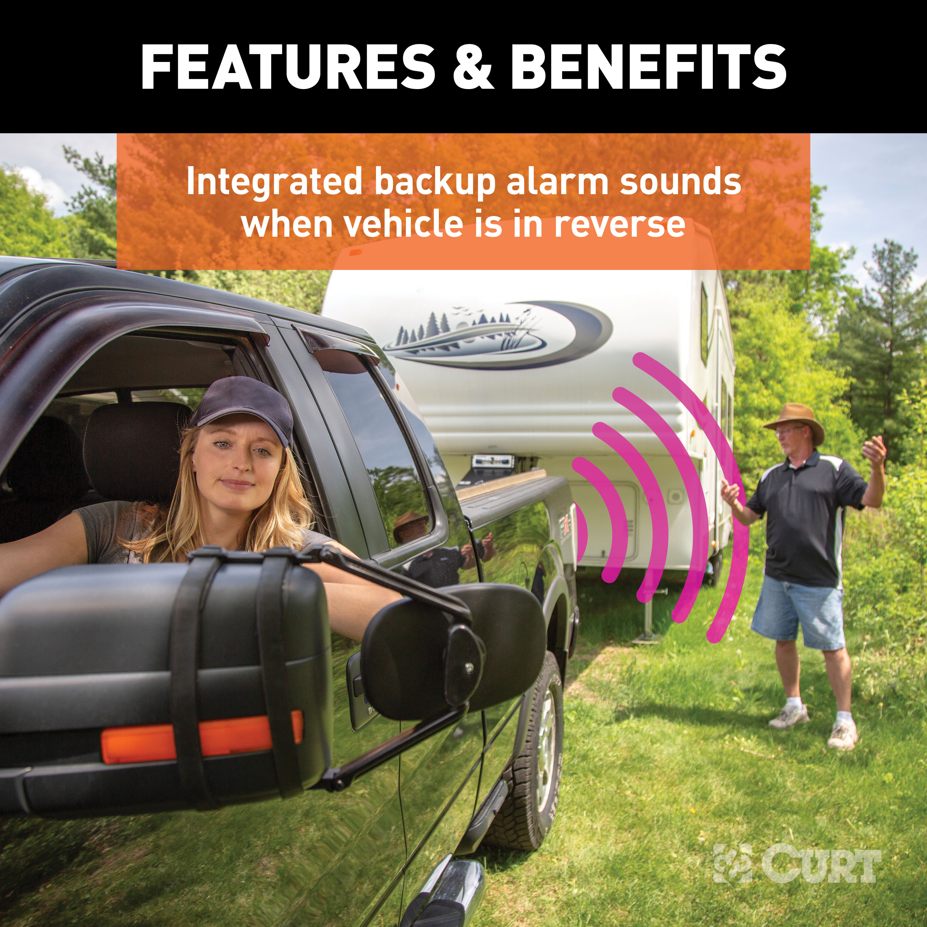 CURT Dual-Output 7 & 4-Way Connector with Backup Alarm (Plugs into USCAR) Trailer Wiring Adapter Connector thumbnail 3