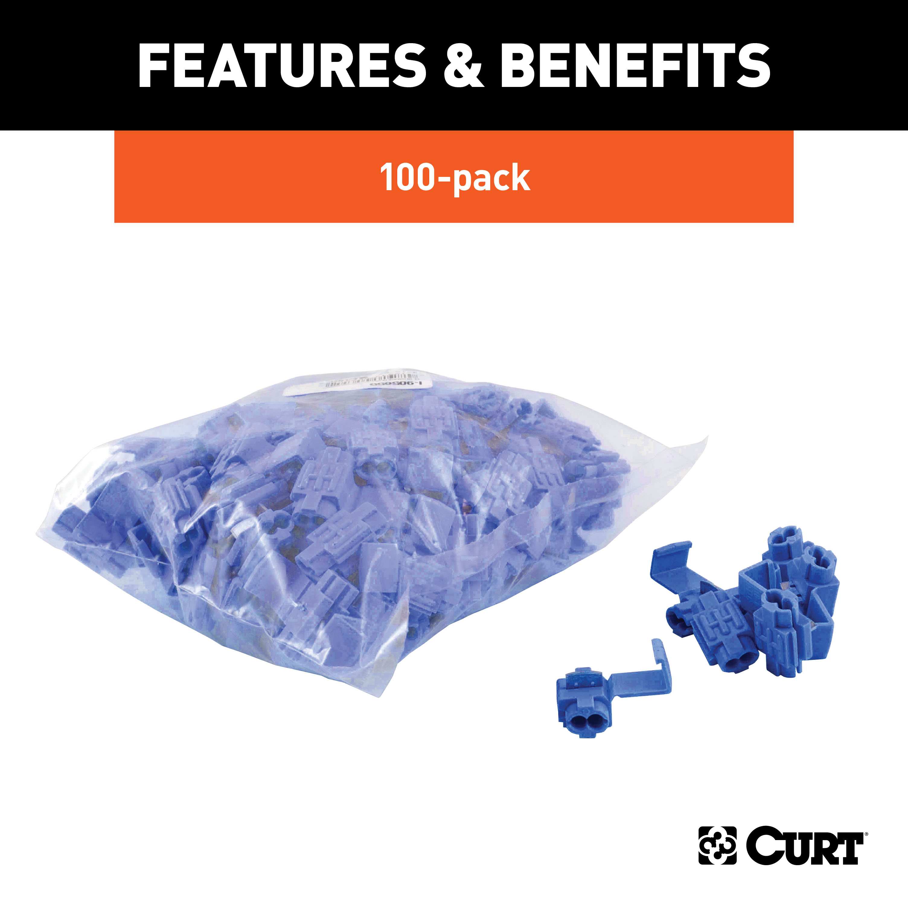 CURT Snap Lock Tap Connectors (18-14 Wire Gauge, 100-Pack) Trailer Connector Kit thumbnail 4