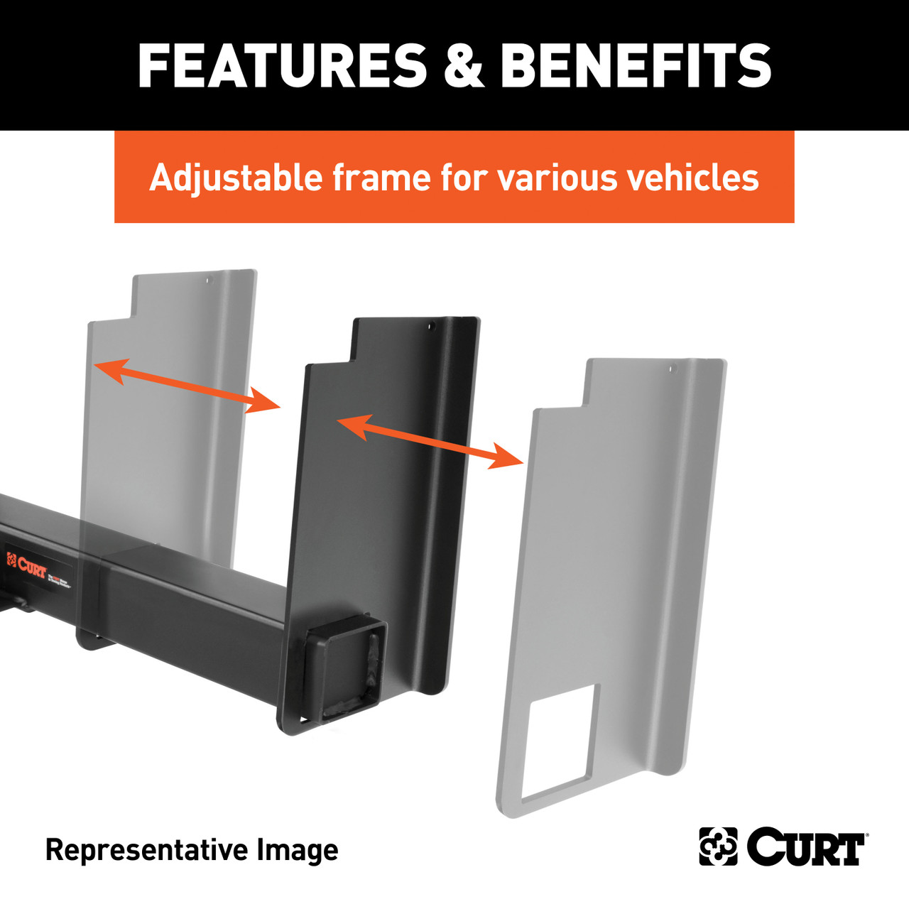 CURT Universal Weld-On Trailer Hitch, 2-1/2" Receiver (Up to 44" Frames, 18" Drop) Trailer Hitch thumbnail 3