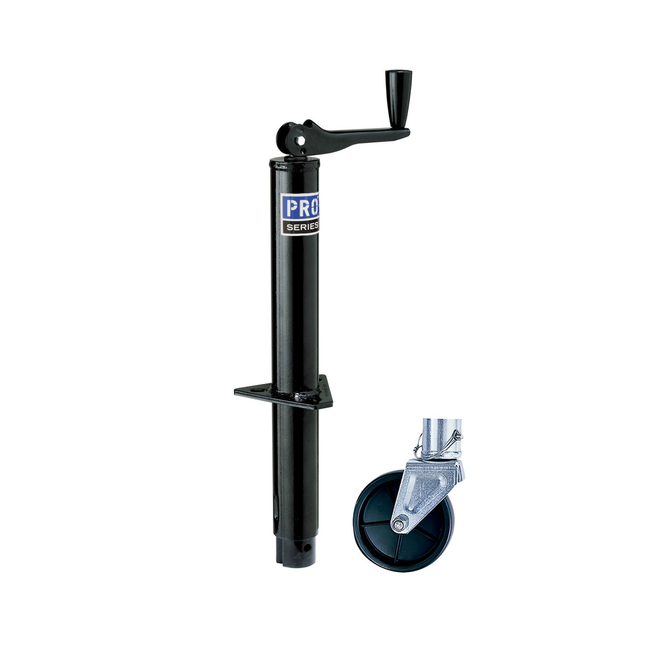Pro Series Round 2,000 lbs. A-Frame Trailer Jack Topwind 14" Lift w/ 6" Caster Wheel Zinc Finish thumbnail 0