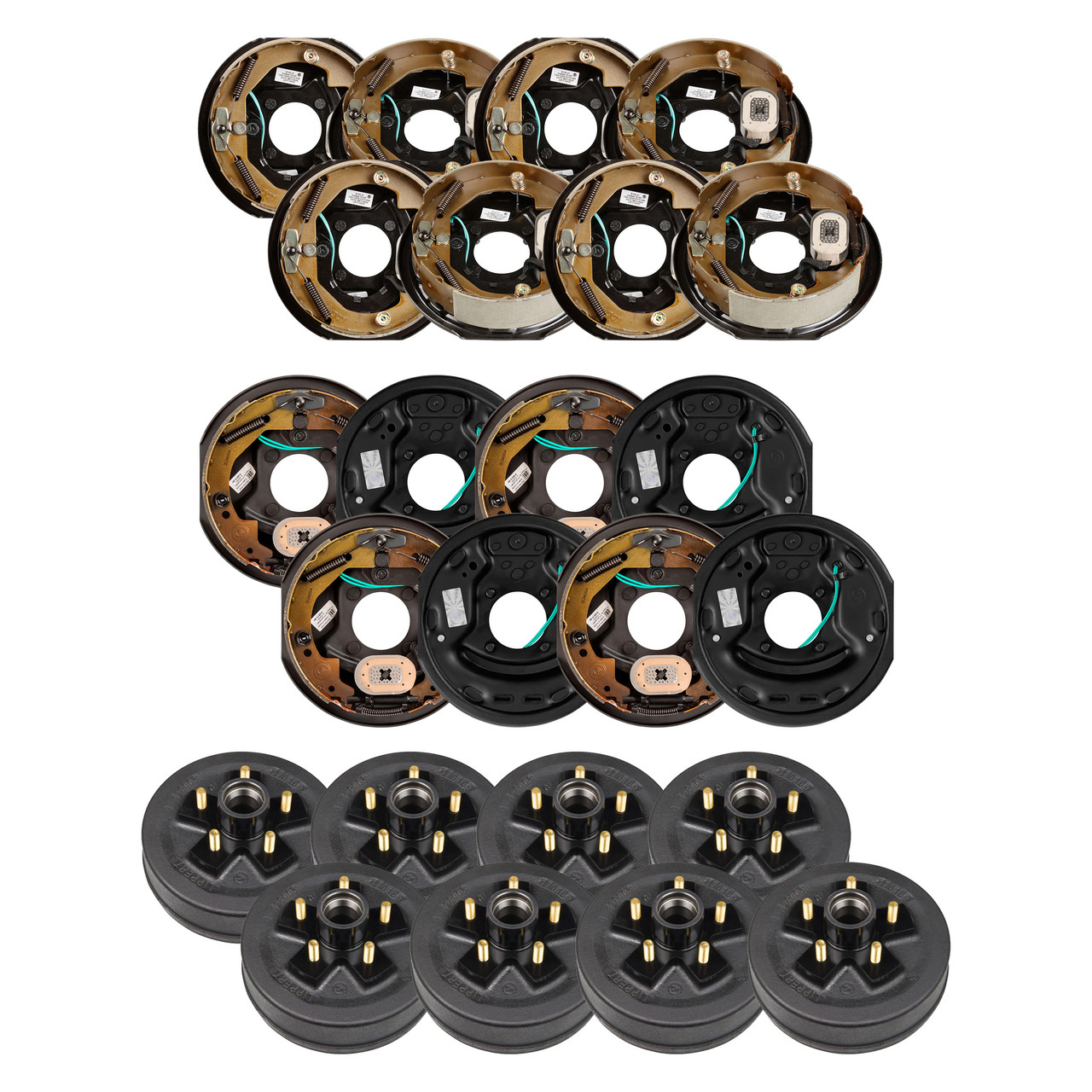Lippert 3,500 lb Electric Brake Kit  8 Brake Drum Hubs (10", 5 on 4.5", 1/2" Studs) with 4 Left & 4 Right Electric Brake Assemblies (10" x 2.25") LIPKITJ4DG7 thumbnail 0