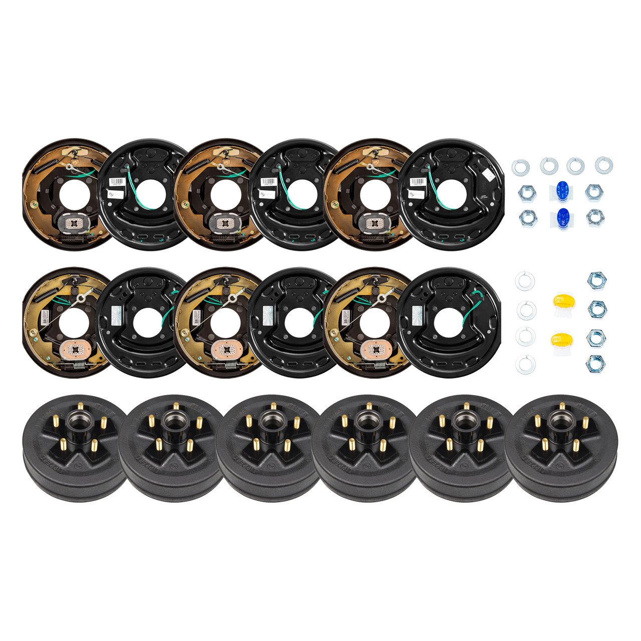 Lippert 3,500 lb Brake Kit  3 Left & 3 Right Forward Self-Adjusting RV Brake Assemblies (10" x 2.25") with 6 Trailer Brake Hubs (10", 5 on 4-1/2", 1/2" Studs) LIPKITHF60F thumbnail 0