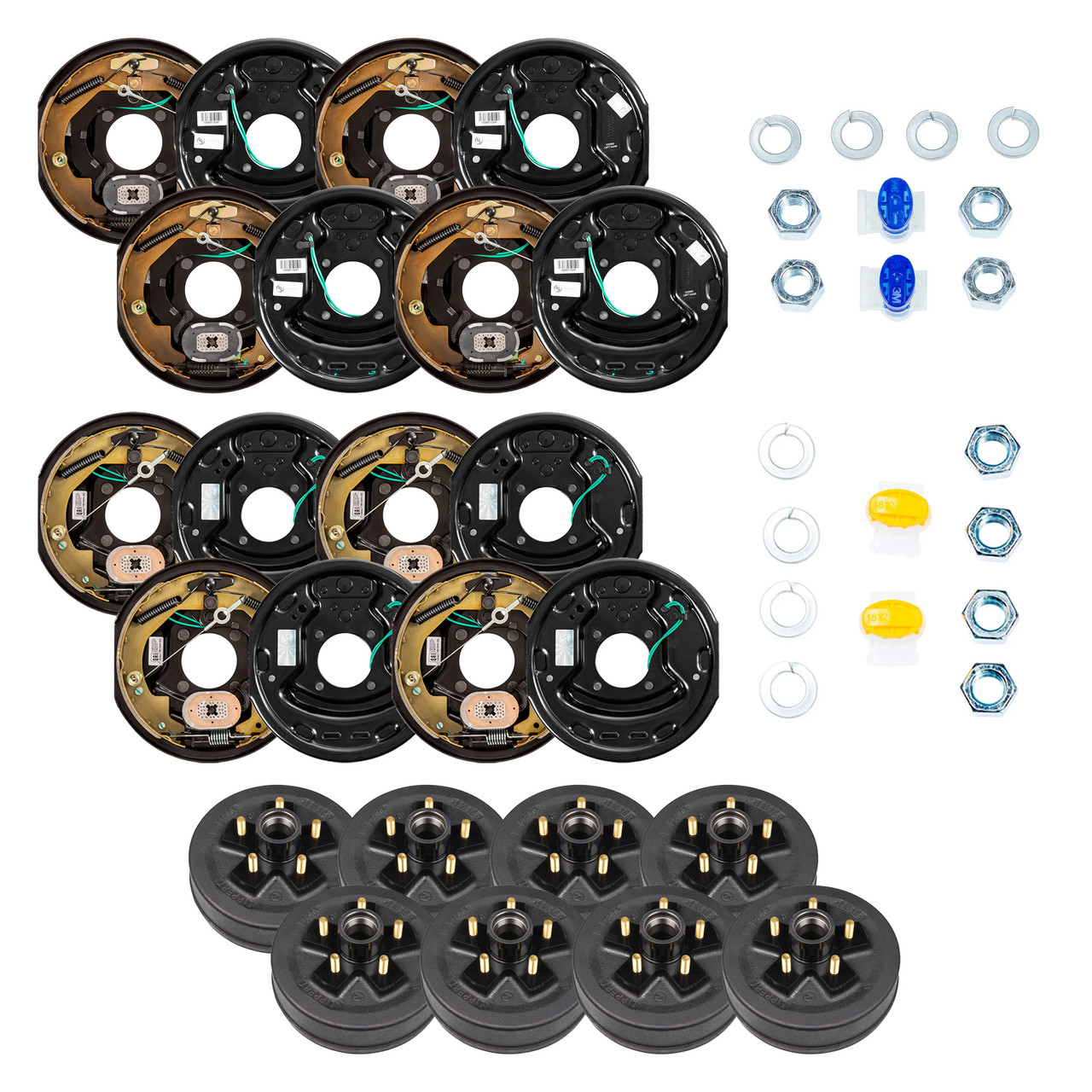 Lippert 3,500 lb Brake Kit  4 Left & 4 Right Forward Self-Adjusting RV Brake Assemblies (10" x 2.25") with 8 Trailer Brake Hubs (10", 5 on 4-1/2", 1/2" Studs) LIPKITE0EGH thumbnail 0