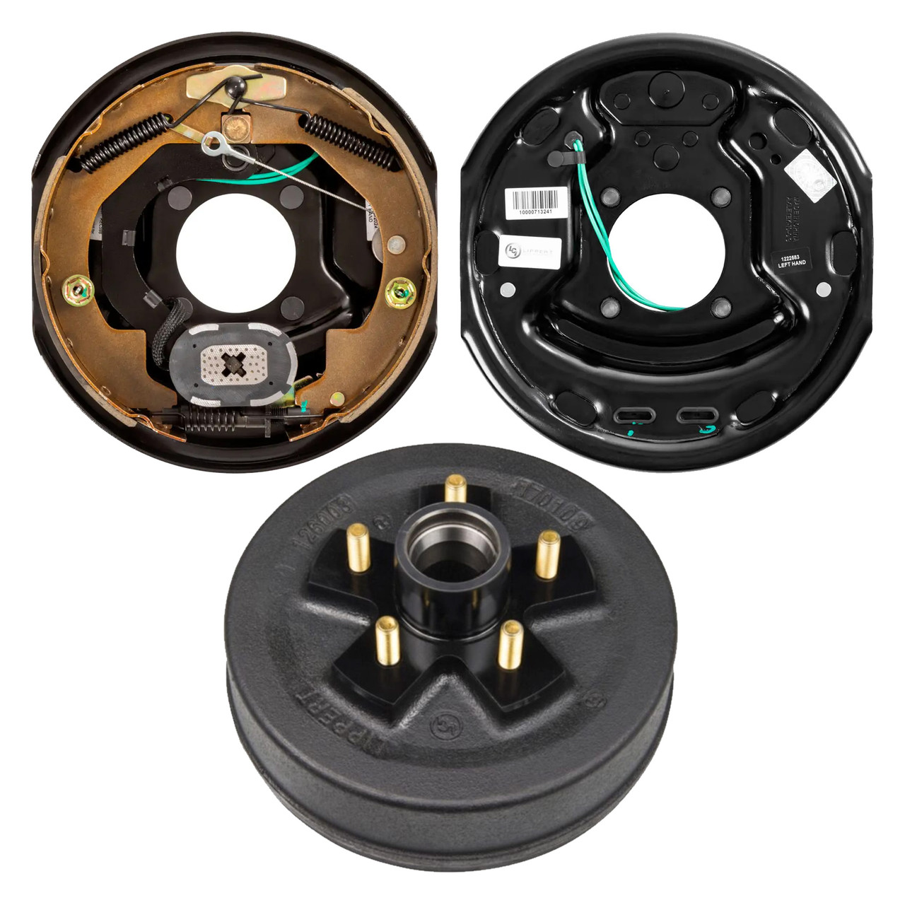 Lippert 10" 3,500 lb RV Brake Kit  1 Trailer Brake Hub (5 on 4.5", 1/2" Stud) with 1 Left Forward Self-Adjusting Brake Assembly (10" x 2.25") LIPKITG7A68 thumbnail 0