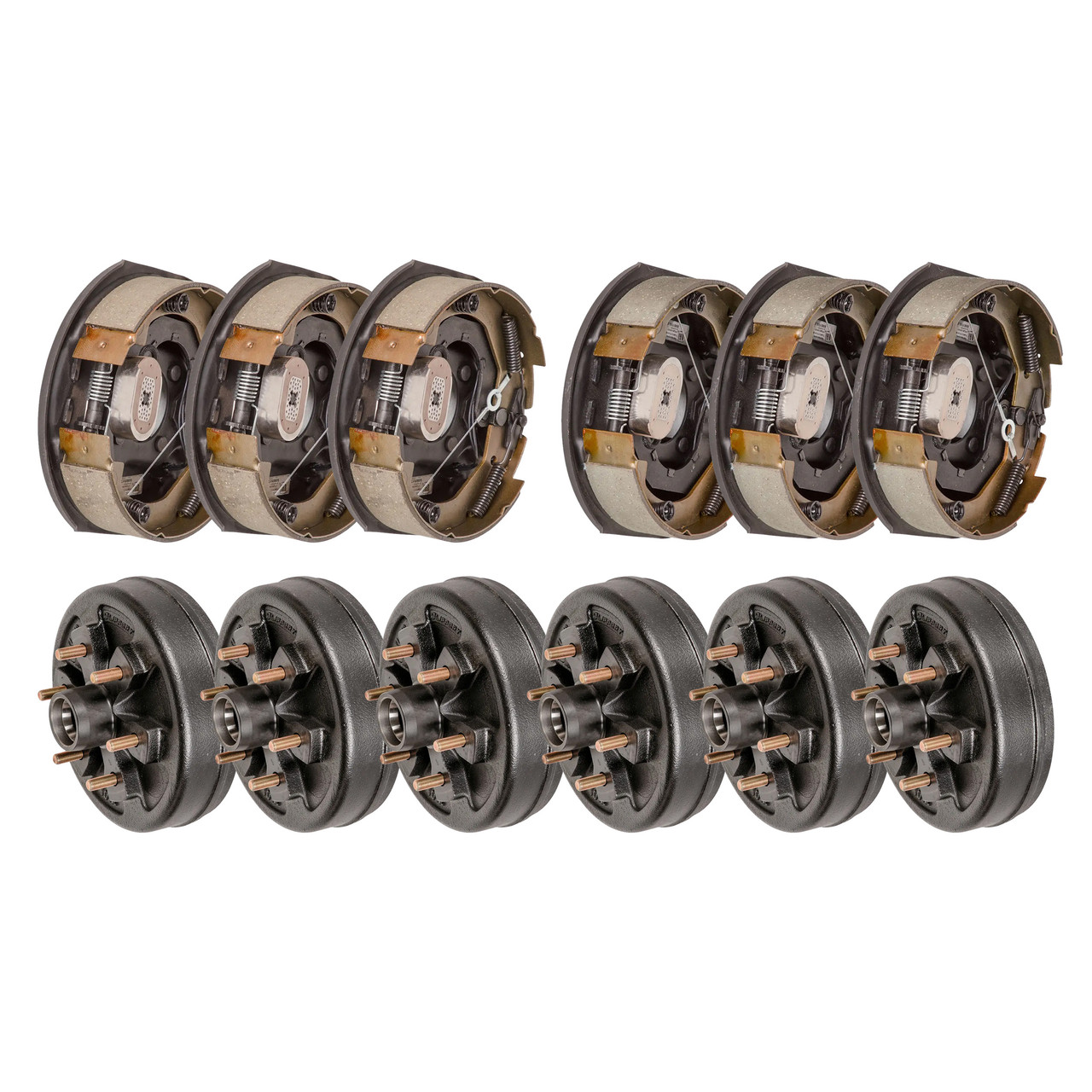 Lippert 10" 4,400 lb RV Brake Kit  6 Hubs (6 on 5.5", 1/2" Stud) with 3 Left & 3 Right Forward Self-Adjusting Brakes (10" x 2-1/4", 4-Bolt) LIPKIT3996H thumbnail 0