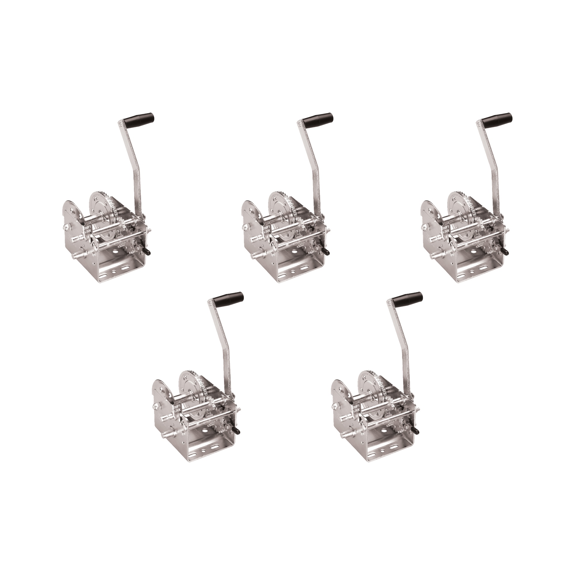 Fulton (5-Pack) Trailer Winch, Two-Speed, 2,000 lbs. Capacity, No Strap, 10 Inch Handle, Silver thumbnail 0