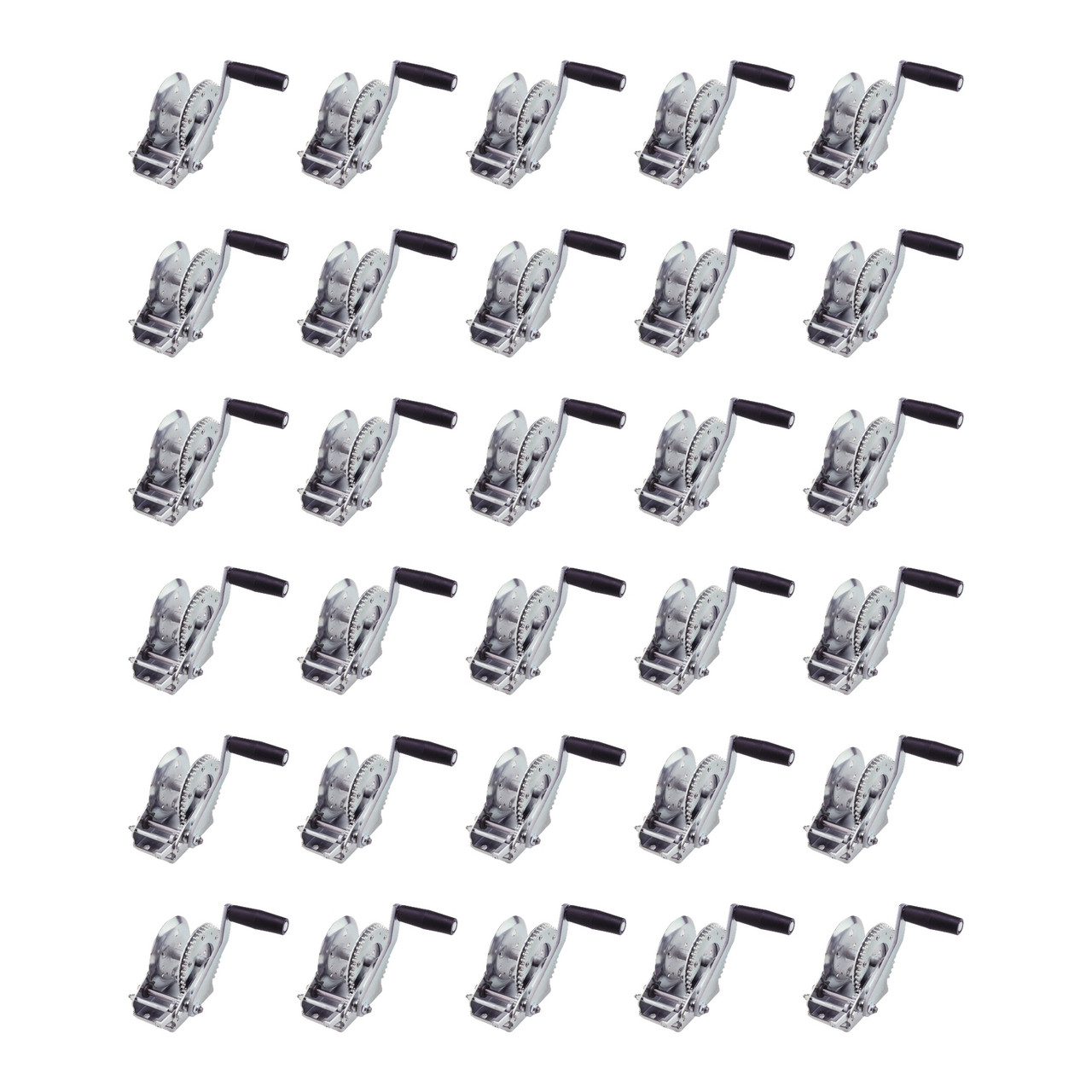 Fulton (30-Pack) Trailer Winch, Single-Speed, 1,100 lbs. Capacity, 20 Foot Strap, 7 Inch Handle, Silver thumbnail 0