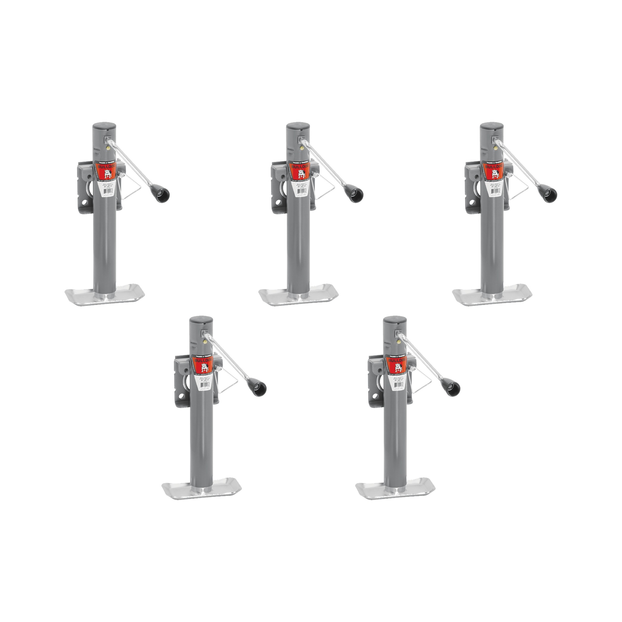 BULLDOG (5-Pack) Round Trailer Jack, Side Mount, 2,000 lbs. Lift Capacity, Sidewind, Bolt-On, 10 Inch Travel (Bulk 100) thumbnail 0