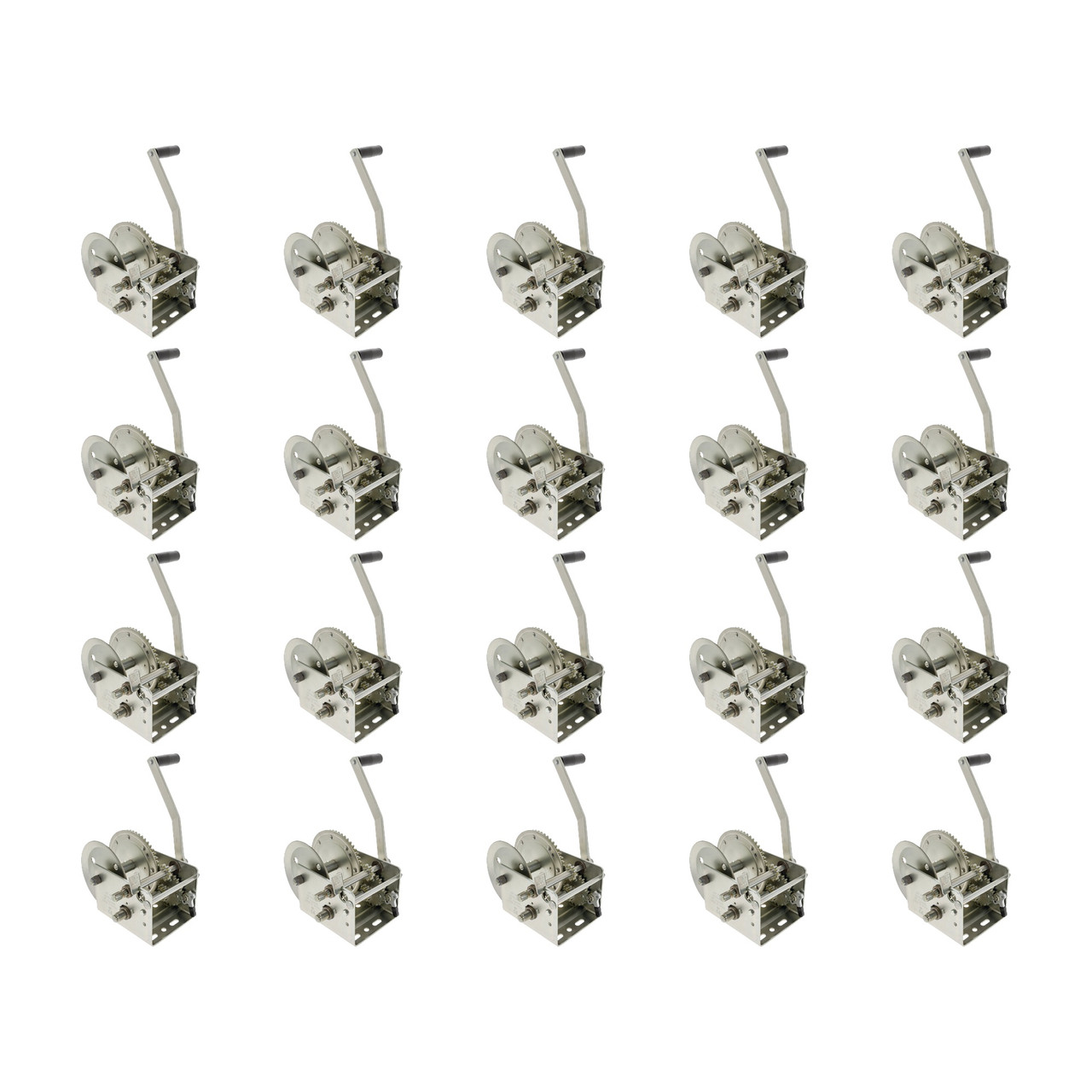 Fulton (20-Pack) Trailer Winch, Two-Speed, 2,600 lbs. Capacity, No Strap, 10 Inch Handle, Hand Brake, Silver thumbnail 0
