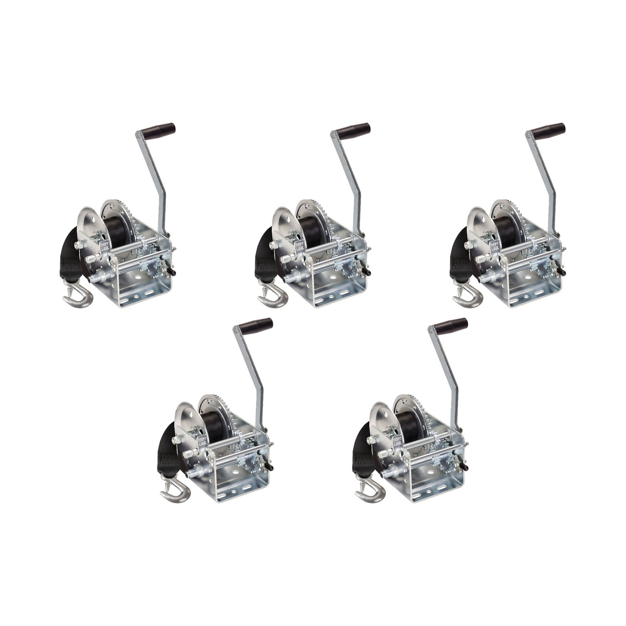 Fulton (5-Pack) Trailer Winch, Two-Speed, 2,600 lbs. Capacity, 20 Foot Strap, 10 Inch Handle, Silver thumbnail 0
