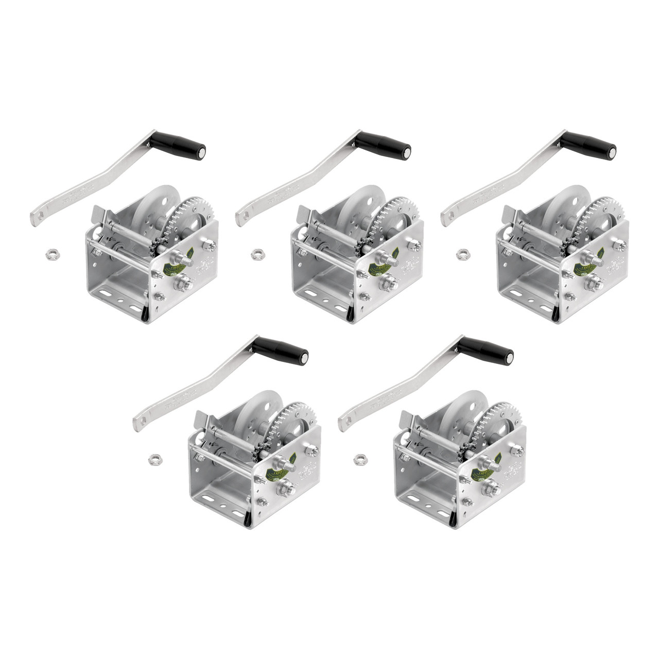 Fulton (5-Pack) Trailer Winch, Two-Speed, 2,000 lbs. Capacity, No Strap, 6.25 Inch Handle, Silver thumbnail 0