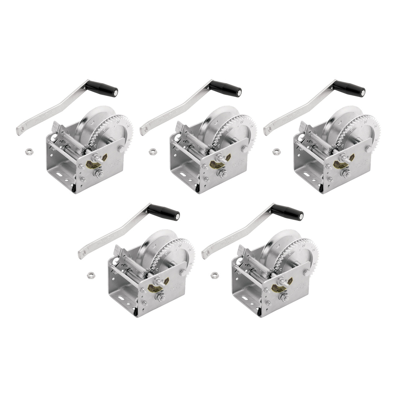 Fulton (5-Pack) Trailer Winch, Two-Speed, 2,600 lbs. Capacity, No Strap, 6.25 Inch Handle, Silver thumbnail 0