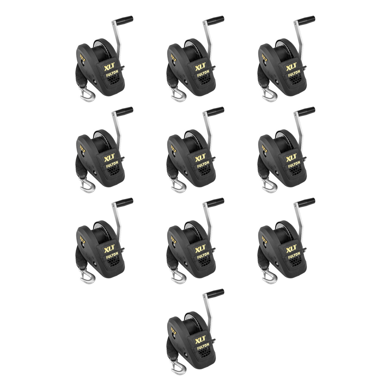 Fulton (10-Pack) XLT® Marine Trailer Winch, Single-Speed, 1,500 lbs. Capacity, 20 Foot Strap, 8 Inch Handle, Black Cover thumbnail 0