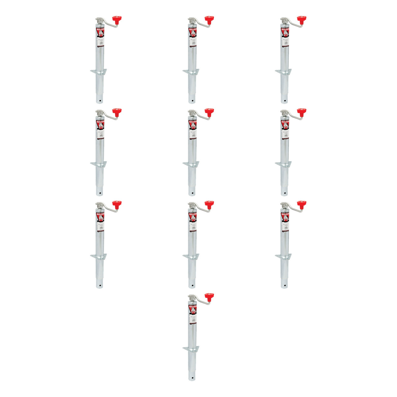 BULLDOG (10-Pack) Round Trailer Jack, A-Frame, 2,000 lbs. Lift Capacity, Topwind, Bolt-On, 15 Inch Travel, Zinc Finsh thumbnail 0