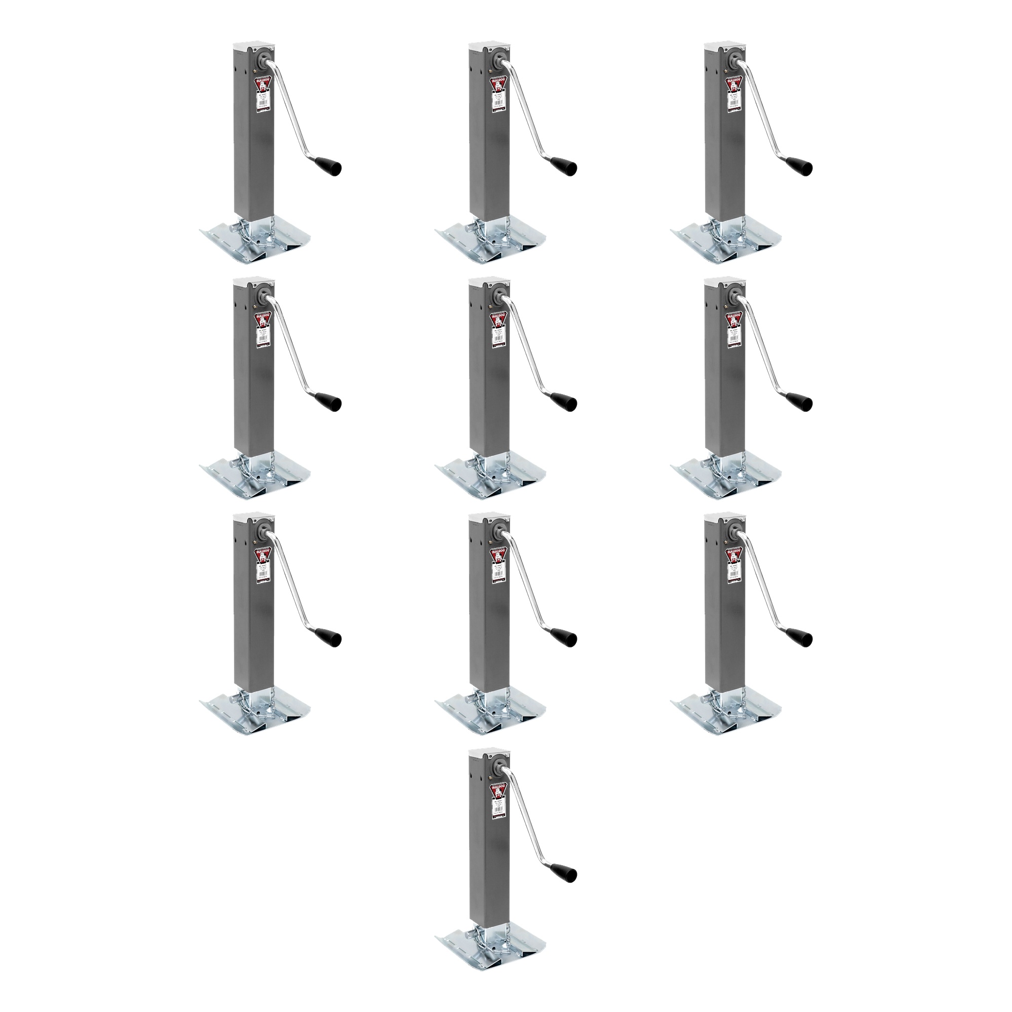 BULLDOG (10-Pack) Square Trailer Jack, No Mount, 10,000 lbs. Support Capacity, Sidewind, Weld-On, 10 Inch Travel thumbnail 0