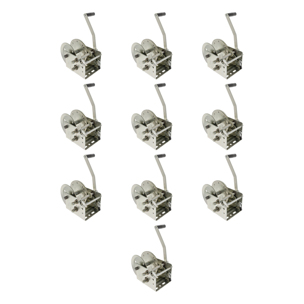 Fulton (10-Pack) Trailer Winch, Two-Speed, 2,600 lbs. Capacity, No Strap, 10 Inch Handle, Hand Brake, Silver thumbnail 0