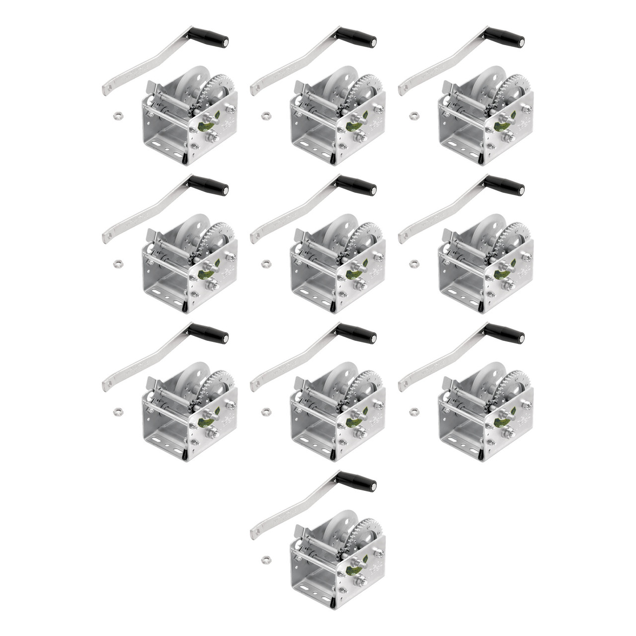 Fulton (10-Pack) Trailer Winch, Two-Speed, 2,000 lbs. Capacity, No Strap, 6.25 Inch Handle, Silver thumbnail 0