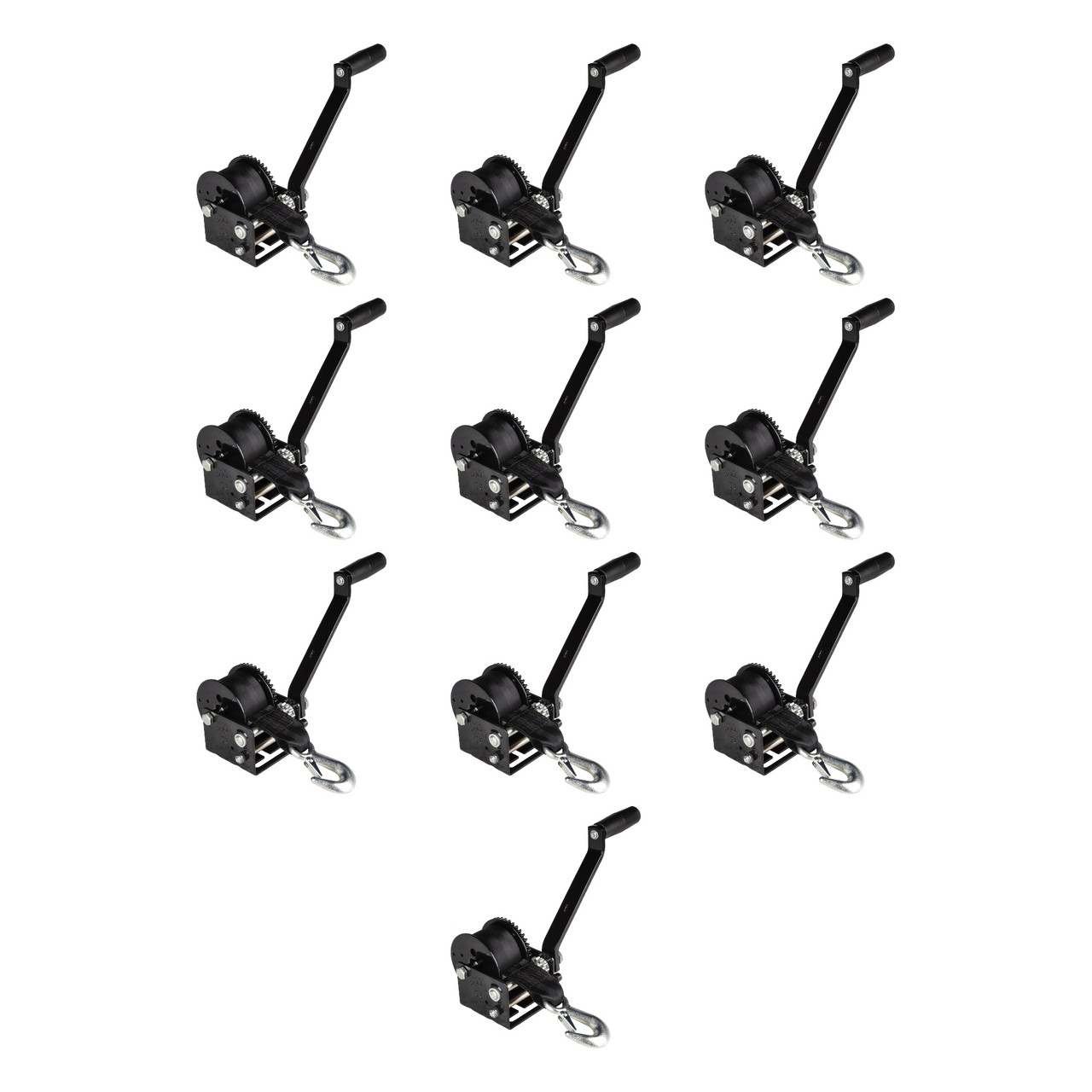 Fulton (10-Pack) Trailer Winch, Single-Speed, 900 lbs. Capacity, 15 Foot Strap, 7 Inch Handle, Black thumbnail 0