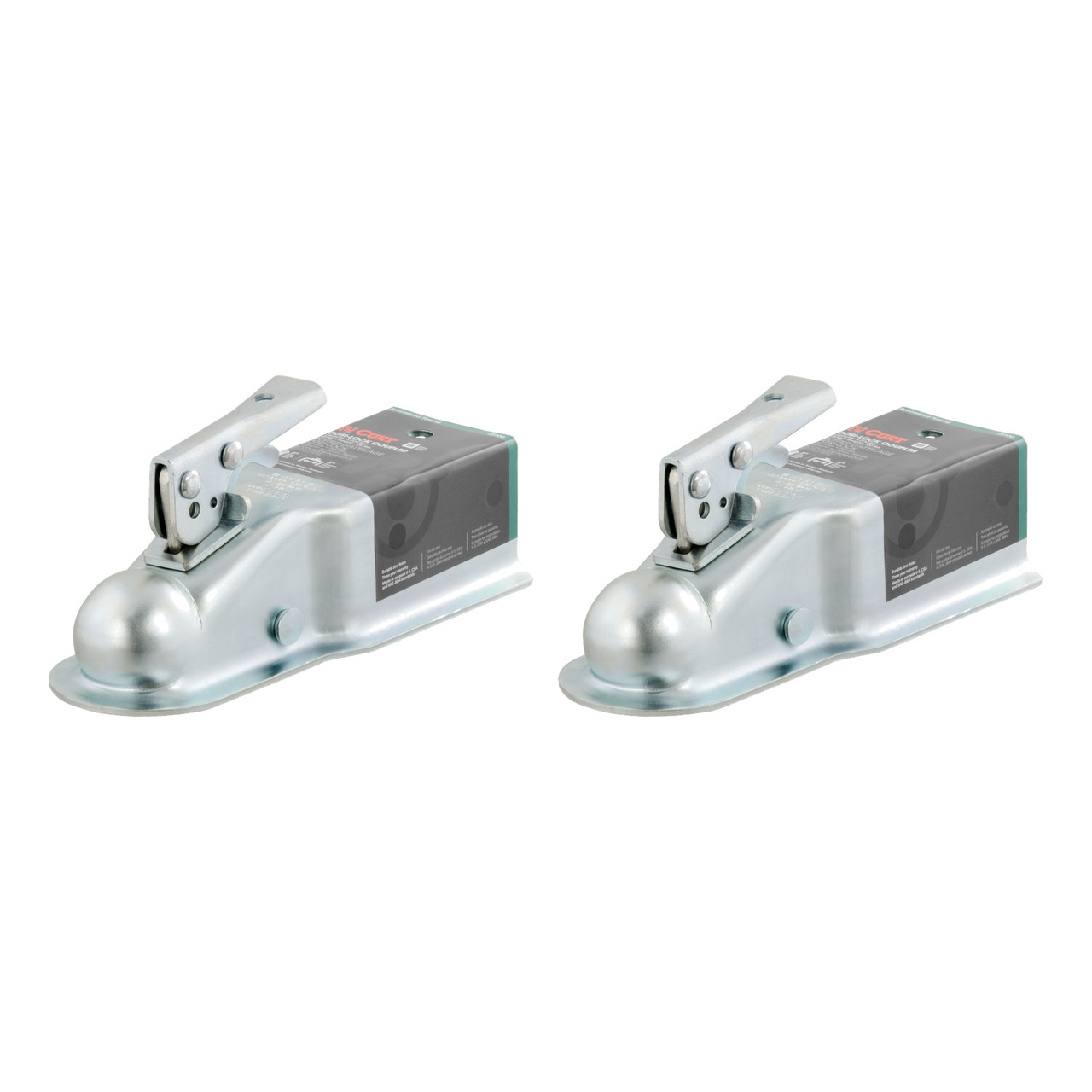 CURT (2-Pack) 2" Straight-Tongue Coupler with Posi-Lock (3" Channel, 5,000 lbs, Zinc) thumbnail 0