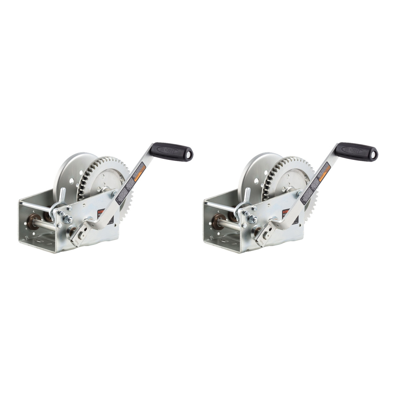 CURT (2-Pack) Hand-Crank 2-Speed Winch, 3,200 lbs, 17.5:1 Low Gear Ratio, 9.6" Handle thumbnail 0