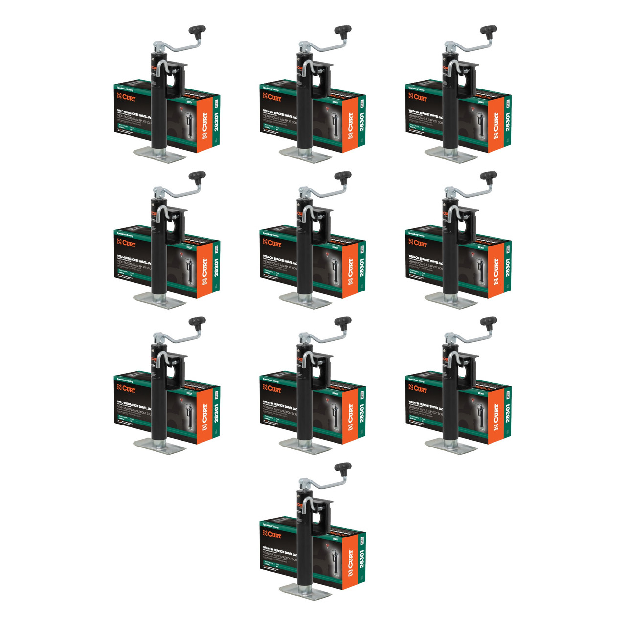 CURT (10-Pack) Bracket-Mount Swivel Jack with Top Handle (2,000 lbs, 10" Travel, Packaged) thumbnail 0