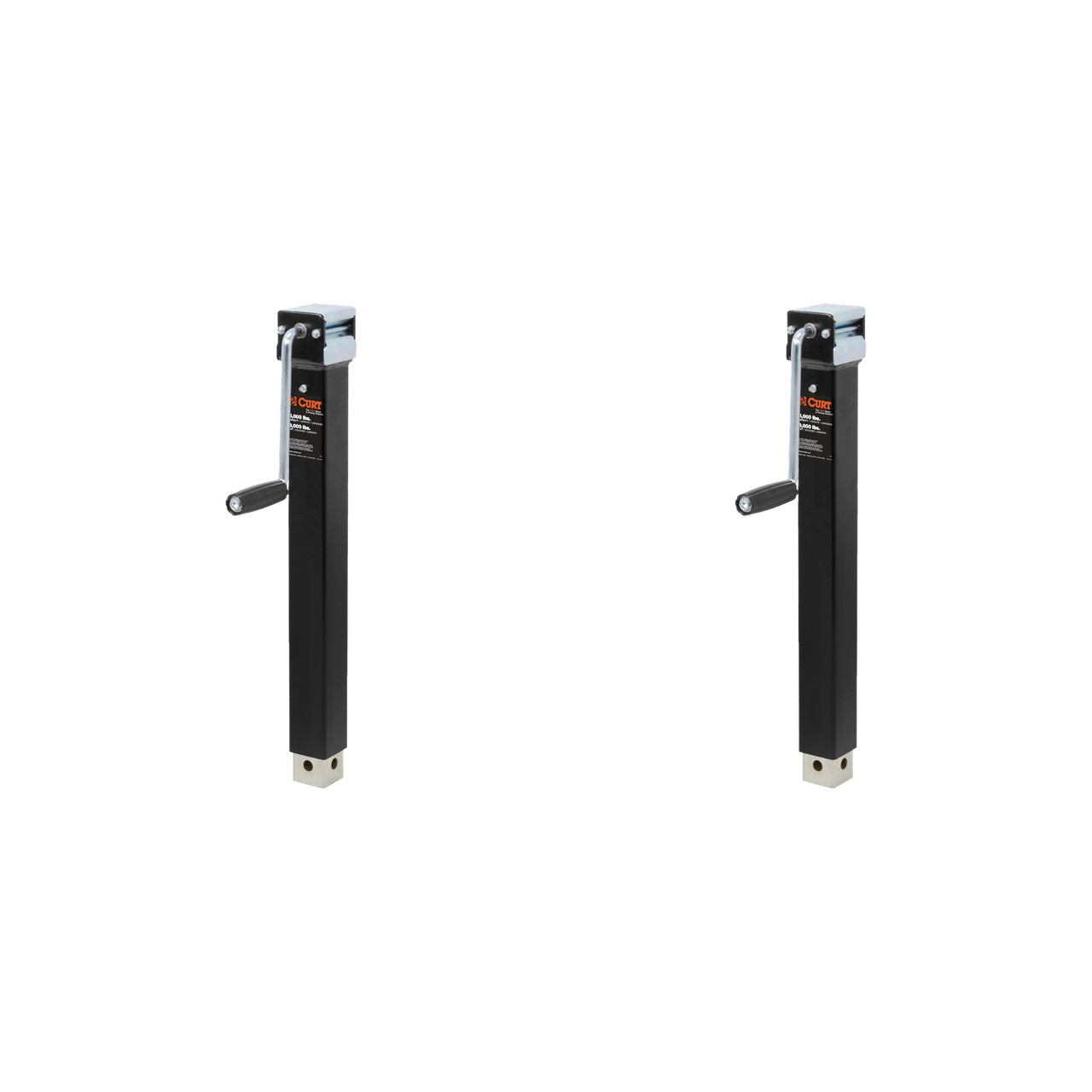 CURT (2-Pack) Direct-Weld Square Jack with Side Handle (5,000 lbs, 15" Travel) thumbnail 0
